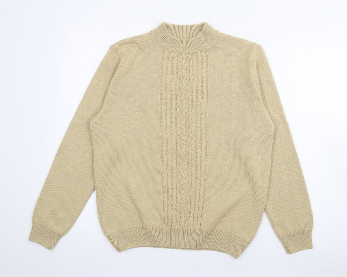 Riddella Womens Beige High Neck  Acrylic Pullover Jumper Size S
