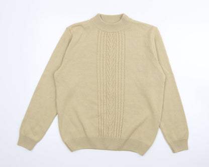 Riddella Womens Beige High Neck  Acrylic Pullover Jumper Size S