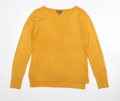 Primark Womens Yellow V-Neck  Acrylic Pullover Jumper Size S