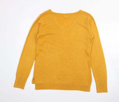 Primark Womens Yellow V-Neck  Acrylic Pullover Jumper Size S