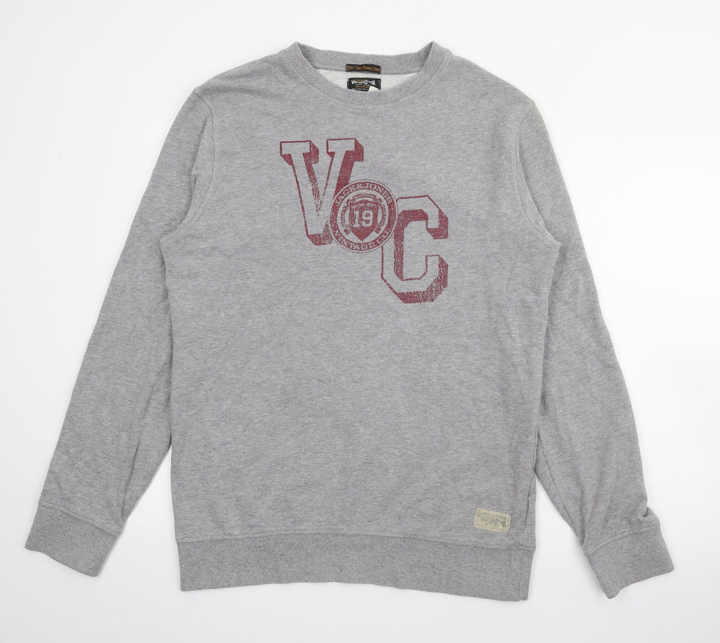 Vintage Cloth Mens Grey  Cotton Pullover Sweatshirt Size L