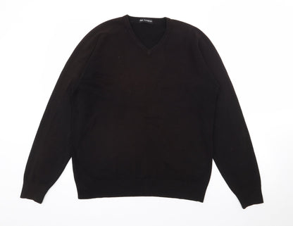 Autograph Mens Brown V-Neck  Acrylic Pullover Jumper Size M