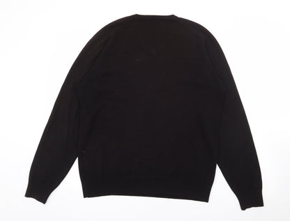 Autograph Mens Brown V-Neck  Acrylic Pullover Jumper Size M