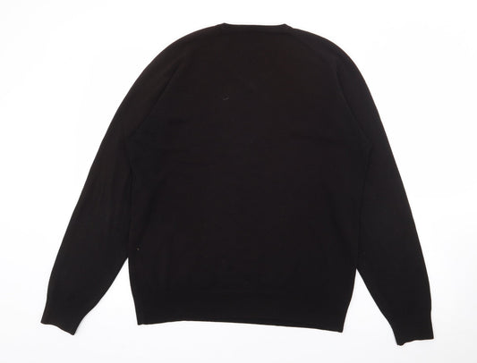 Autograph Mens Brown V-Neck  Acrylic Pullover Jumper Size M