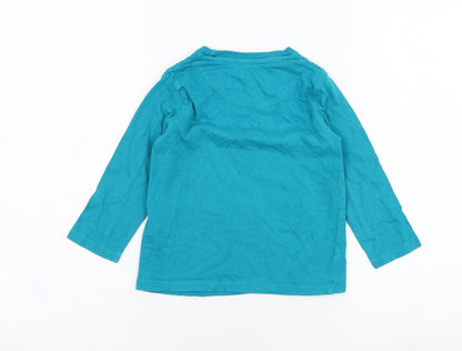 Losan Boys Blue  Polyester Basic T-Shirt Size 2 Years Round Neck Pullover - Wolf