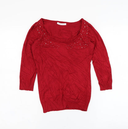Womens UK Size 6 Marks and Spencer Red Pullover Jumper