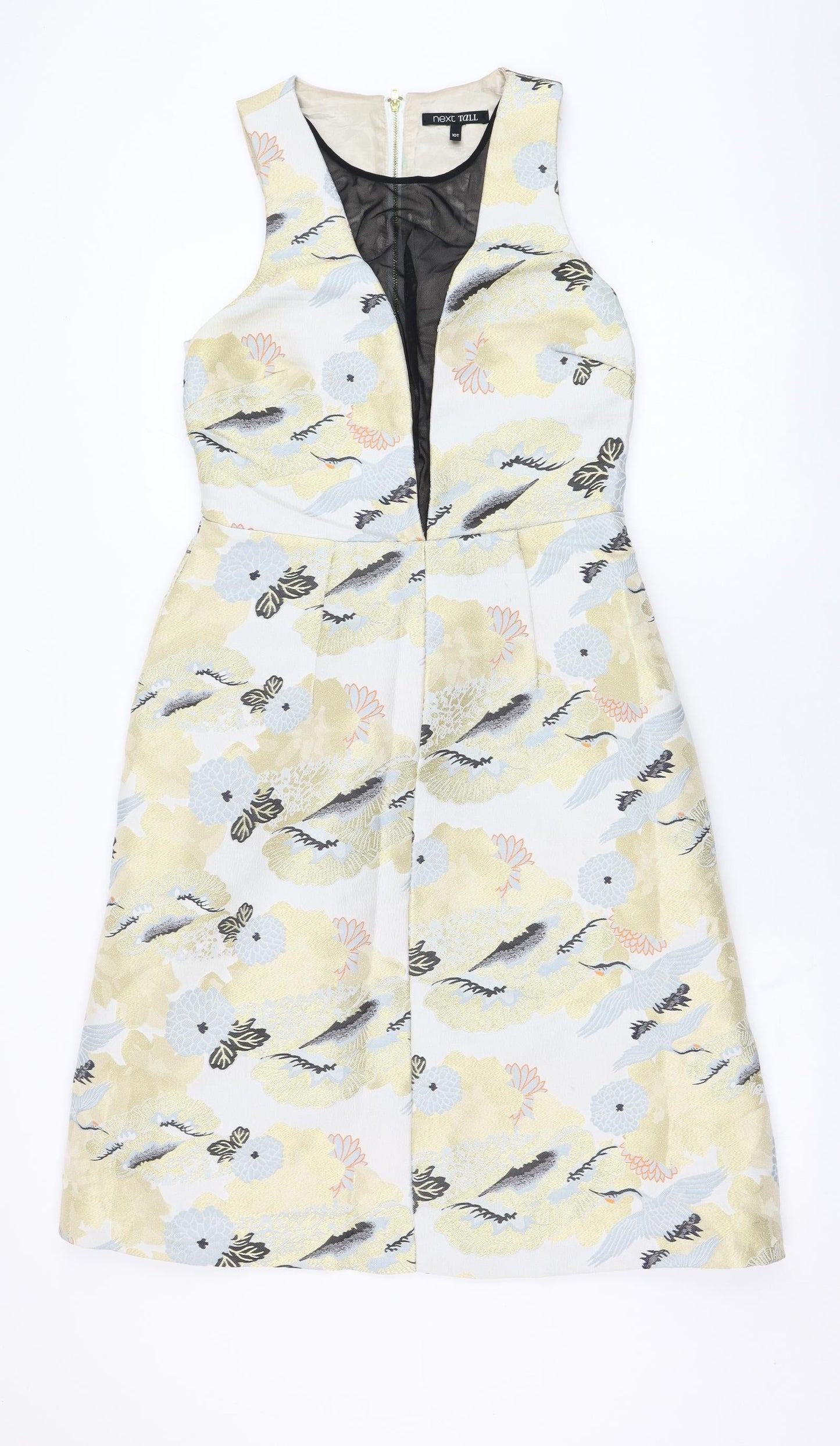 NEXT Womens Ivory Floral Polyester A-Line  Size 10   Zip