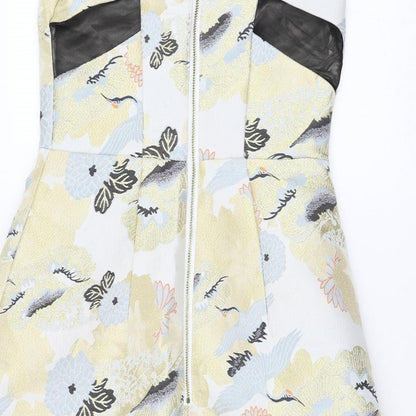 NEXT Womens Ivory Floral Polyester A-Line  Size 10   Zip