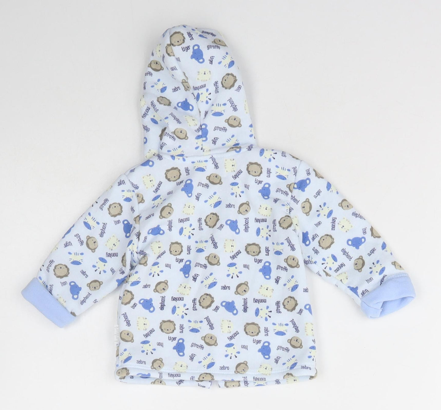 Aardvark Baby Blue Animal Print Polyester Robe  Size 0-3 Months
