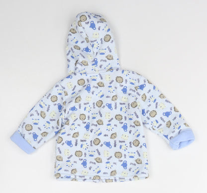 Aardvark Baby Blue Animal Print Polyester Robe  Size 0-3 Months