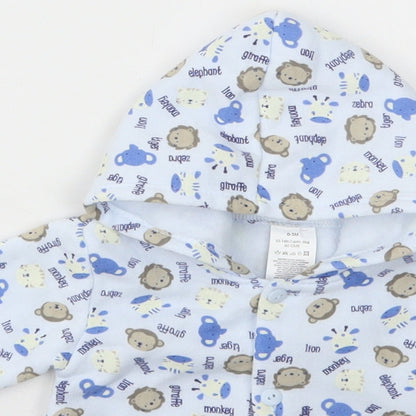 Aardvark Baby Blue Animal Print Polyester Robe  Size 0-3 Months