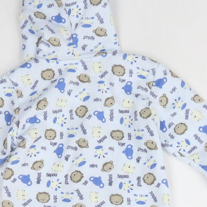 Aardvark Baby Blue Animal Print Polyester Robe  Size 0-3 Months