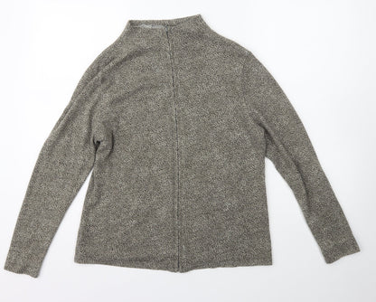 George Womens Brown High Neck Animal Print Acrylic Full Zip Jumper Size 16