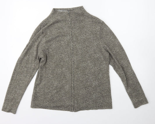 George Womens Brown High Neck Animal Print Acrylic Full Zip Jumper Size 16