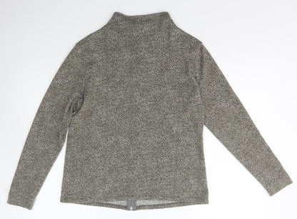 George Womens Brown High Neck Animal Print Acrylic Full Zip Jumper Size 16