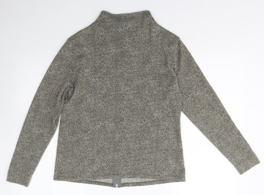 George Womens Brown High Neck Animal Print Acrylic Full Zip Jumper Size 16