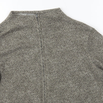 George Womens Brown High Neck Animal Print Acrylic Full Zip Jumper Size 16