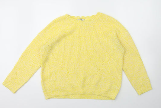 George Womens Yellow Scoop Neck  Acrylic Pullover Jumper Size L