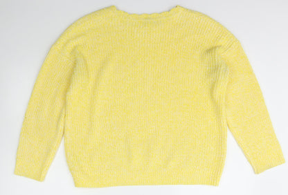 George Womens Yellow Scoop Neck  Acrylic Pullover Jumper Size L