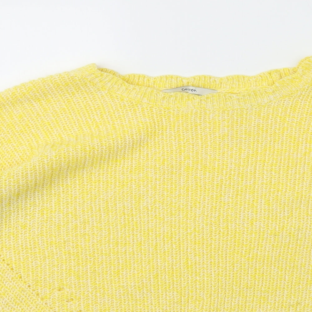 George Womens Yellow Scoop Neck  Acrylic Pullover Jumper Size L