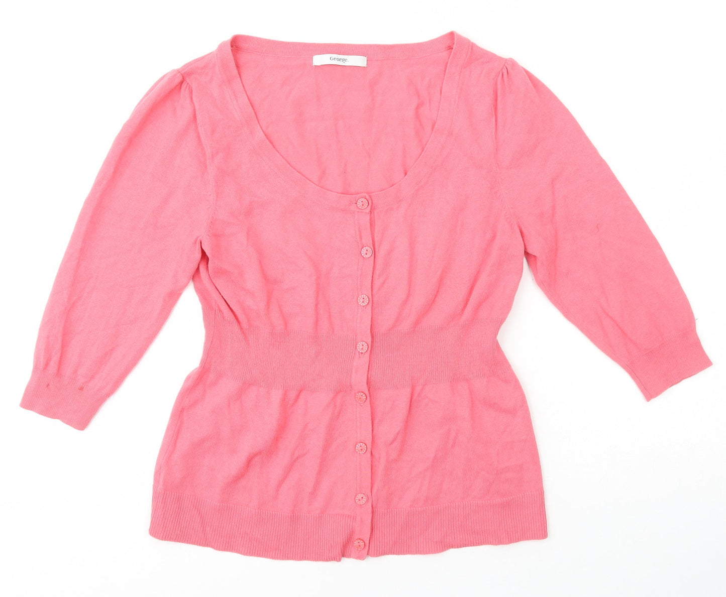 George Womens Pink Scoop Neck  Cotton Cardigan Jumper Size 8