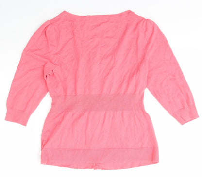 George Womens Pink Scoop Neck  Cotton Cardigan Jumper Size 8