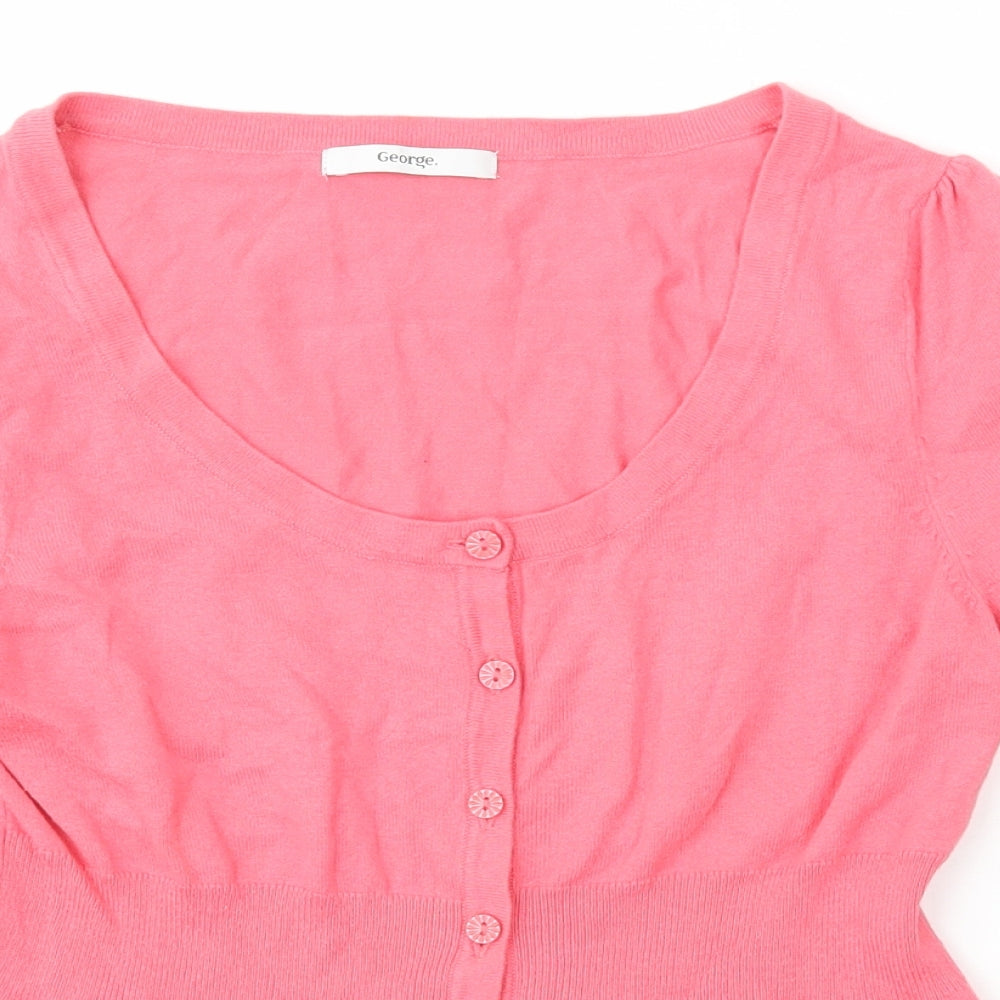 George Womens Pink Scoop Neck  Cotton Cardigan Jumper Size 8