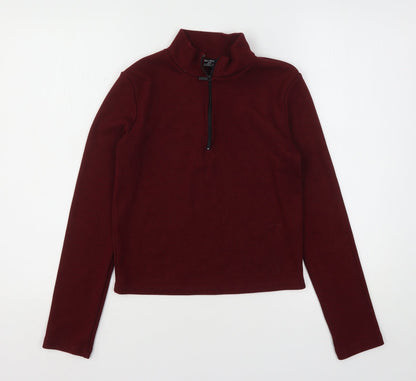 Bershka Womens Red  Polyester Pullover Sweatshirt Size L