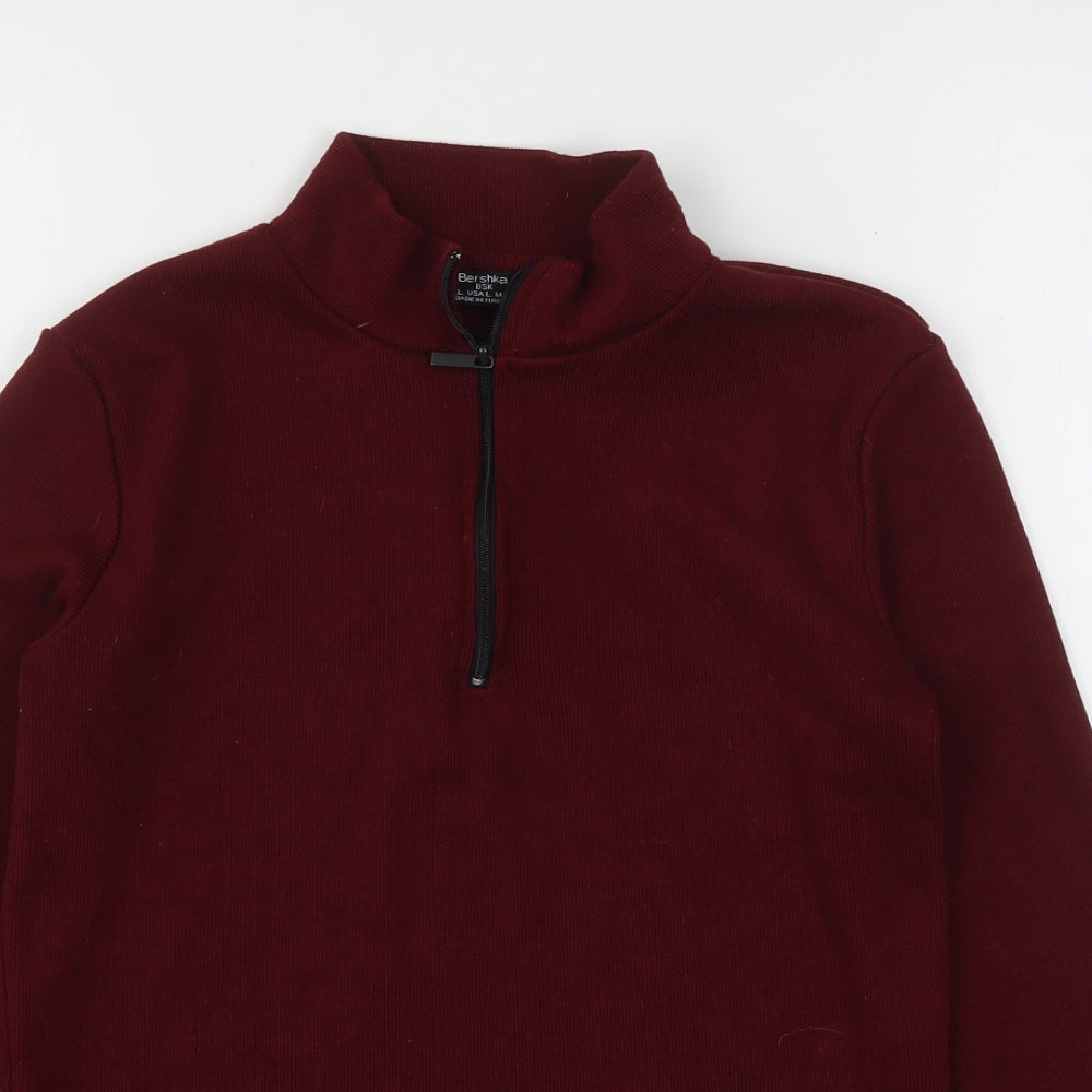 Bershka Womens Red  Polyester Pullover Sweatshirt Size L