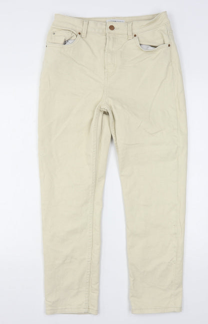 Denim & Co. Womens Beige  Cotton Straight Jeans Size 12 L26 in Regular