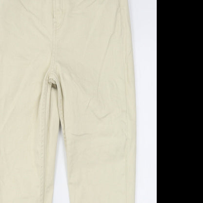 Denim & Co. Womens Beige  Cotton Straight Jeans Size 12 L26 in Regular