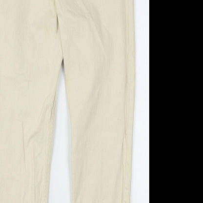 Denim & Co. Womens Beige  Cotton Straight Jeans Size 12 L26 in Regular