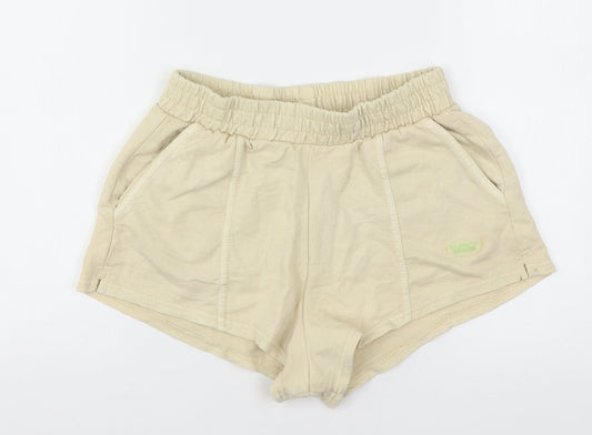 Bershka Womens Beige  Cotton Sweat Shorts Size M L3 in Regular