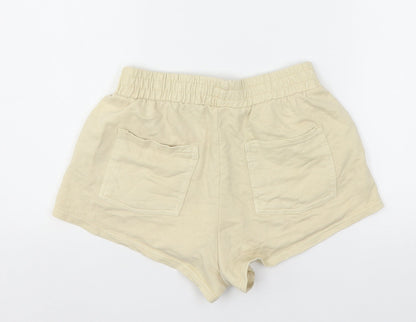 Bershka Womens Beige  Cotton Sweat Shorts Size M L3 in Regular