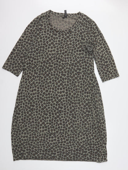 Rainbow Womens Multicoloured Animal Print Polyester A-Line  Size 14  Round Neck