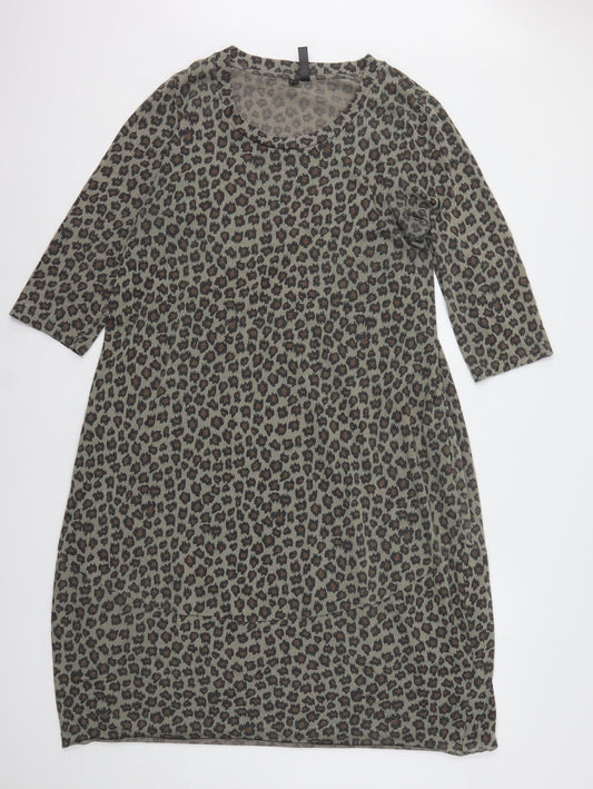 Rainbow Womens Multicoloured Animal Print Polyester A-Line  Size 14  Round Neck