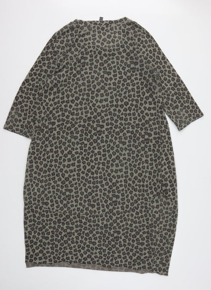 Rainbow Womens Multicoloured Animal Print Polyester A-Line  Size 14  Round Neck