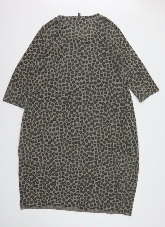 Rainbow Womens Multicoloured Animal Print Polyester A-Line  Size 14  Round Neck