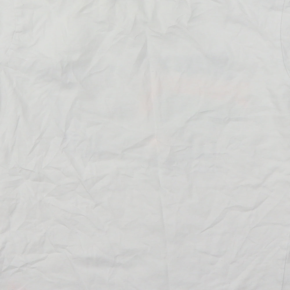 Dunnes Stores Boys White Geometric Cotton Basic T-Shirt Size 9-10 Years Round Neck  - Shark