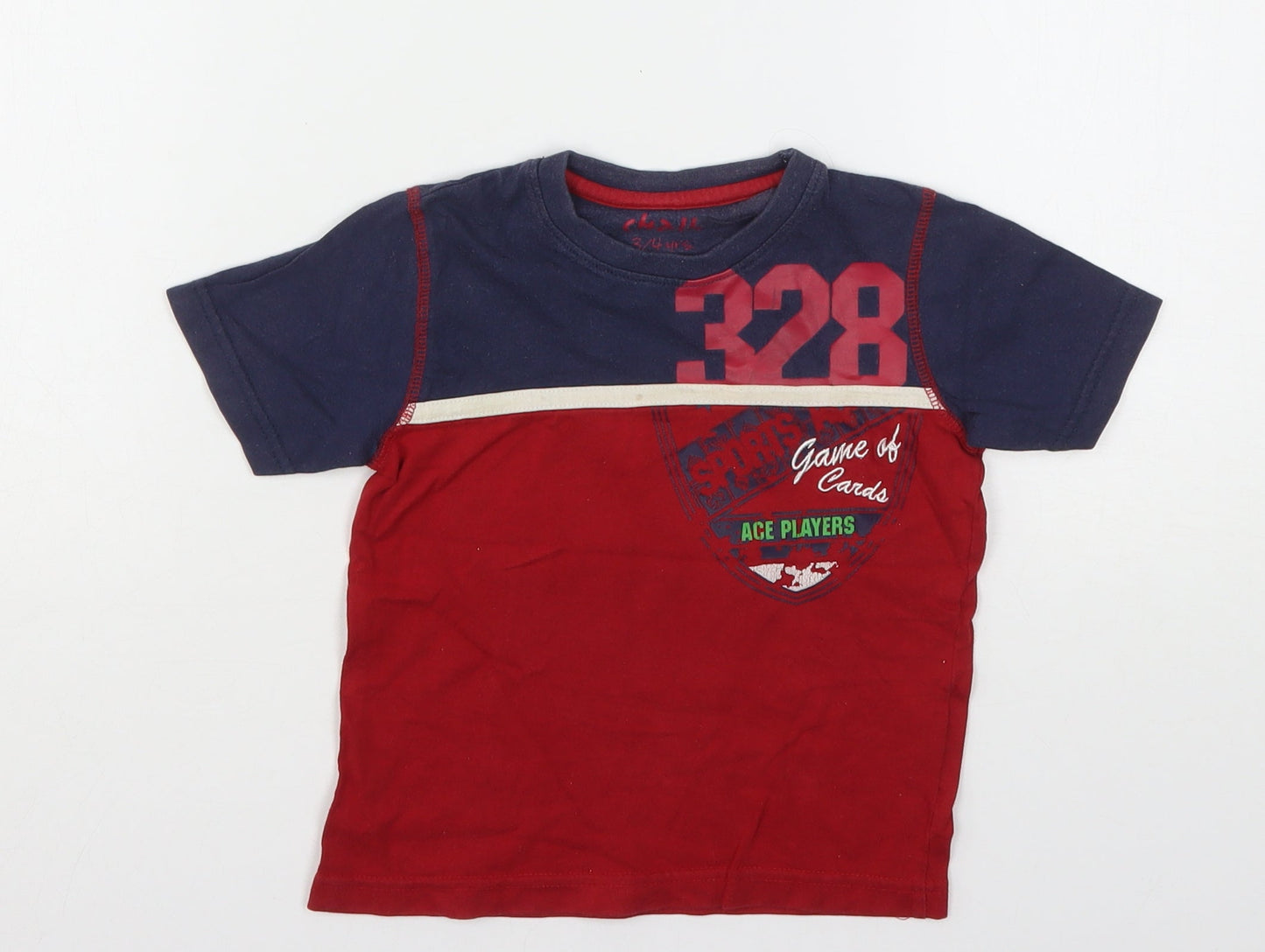 Chalk Boys Multicoloured Colourblock Cotton Basic T-Shirt Size 3-4 Years Round Neck