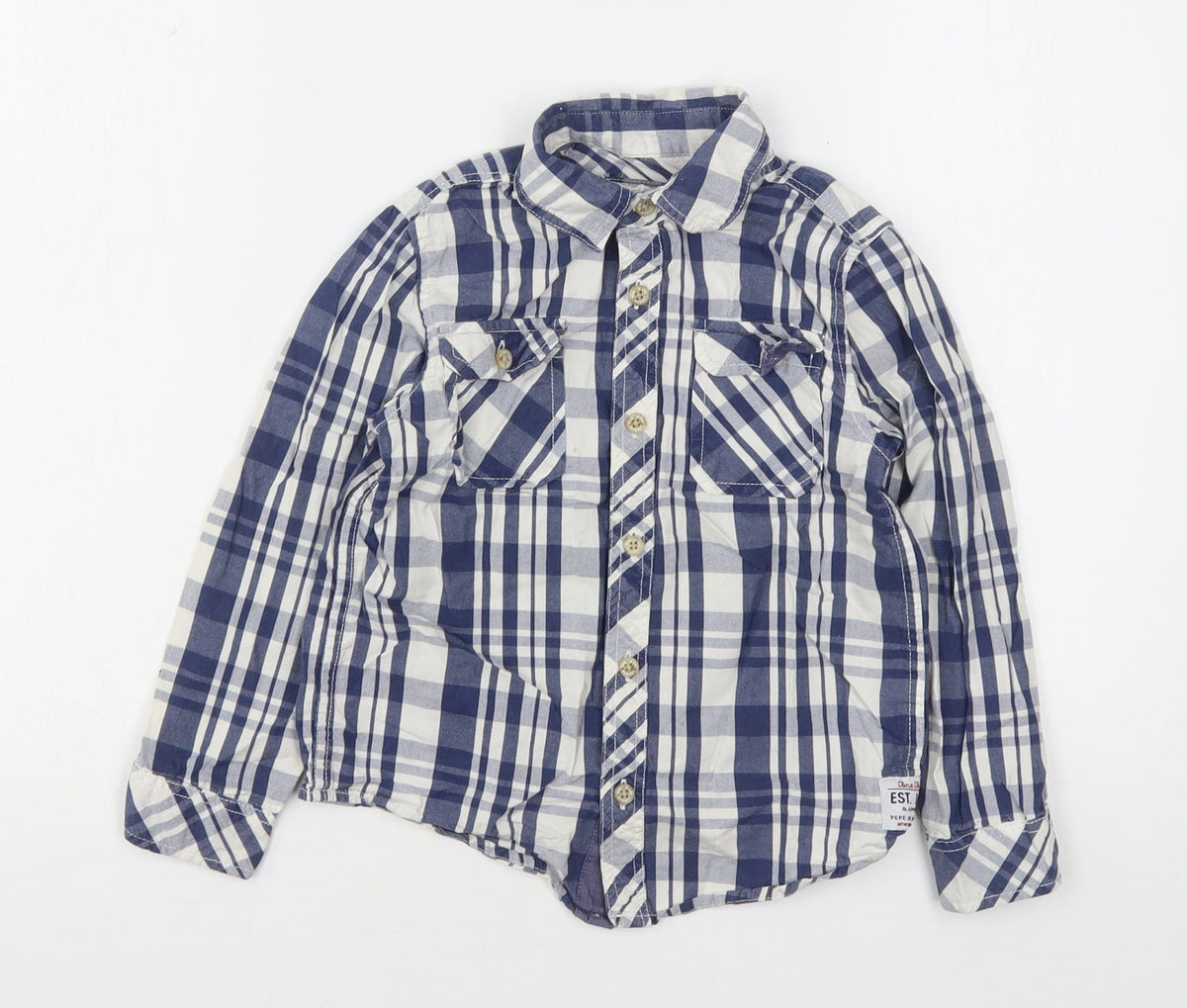 Pepe Jeans Boys Multicoloured Plaid Cotton Basic Button-Up Size 6 Years Collared