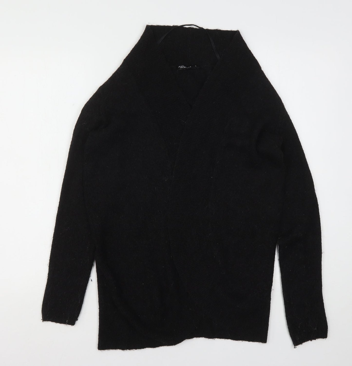 Jean Pascale Womens Black V-Neck  Acrylic Cardigan Jumper Size S