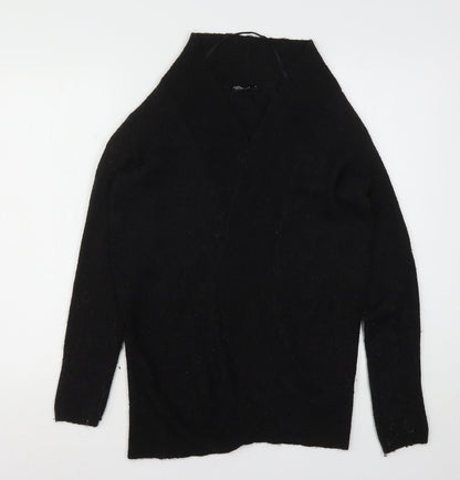 Jean Pascale Womens Black V-Neck  Acrylic Cardigan Jumper Size S
