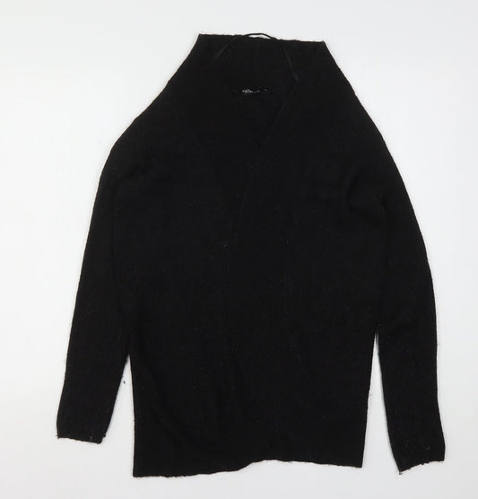 Jean Pascale Womens Black V-Neck  Acrylic Cardigan Jumper Size S