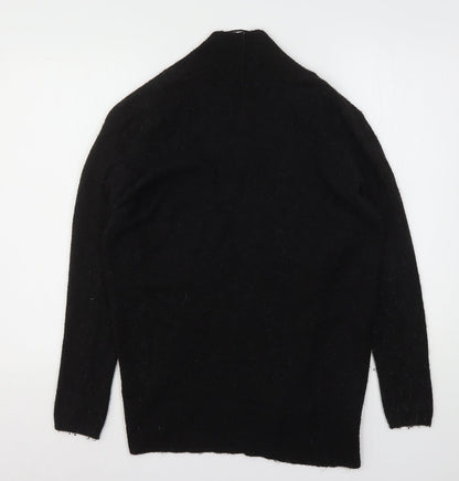 Jean Pascale Womens Black V-Neck  Acrylic Cardigan Jumper Size S