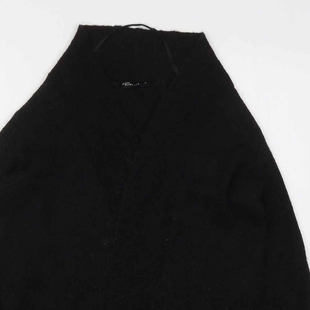 Jean Pascale Womens Black V-Neck  Acrylic Cardigan Jumper Size S