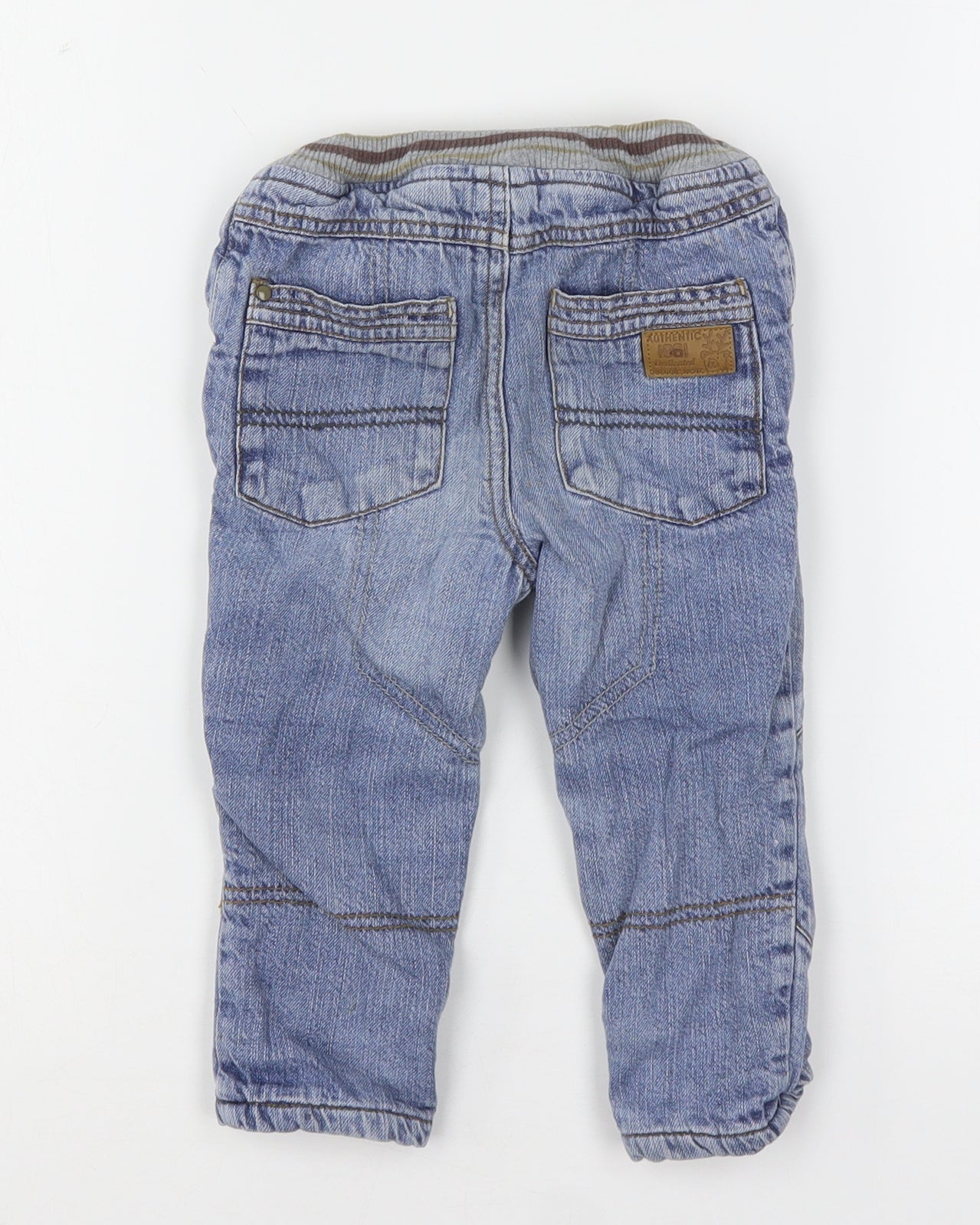 Mothercare Boys Blue  Cotton Capri Jeans Size 12-18 Months  Drawstring