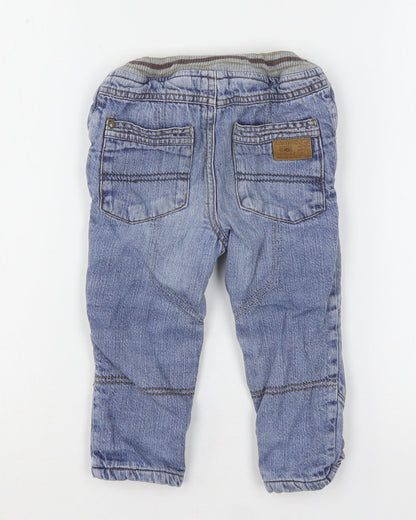 Mothercare Boys Blue  Cotton Capri Jeans Size 12-18 Months  Drawstring