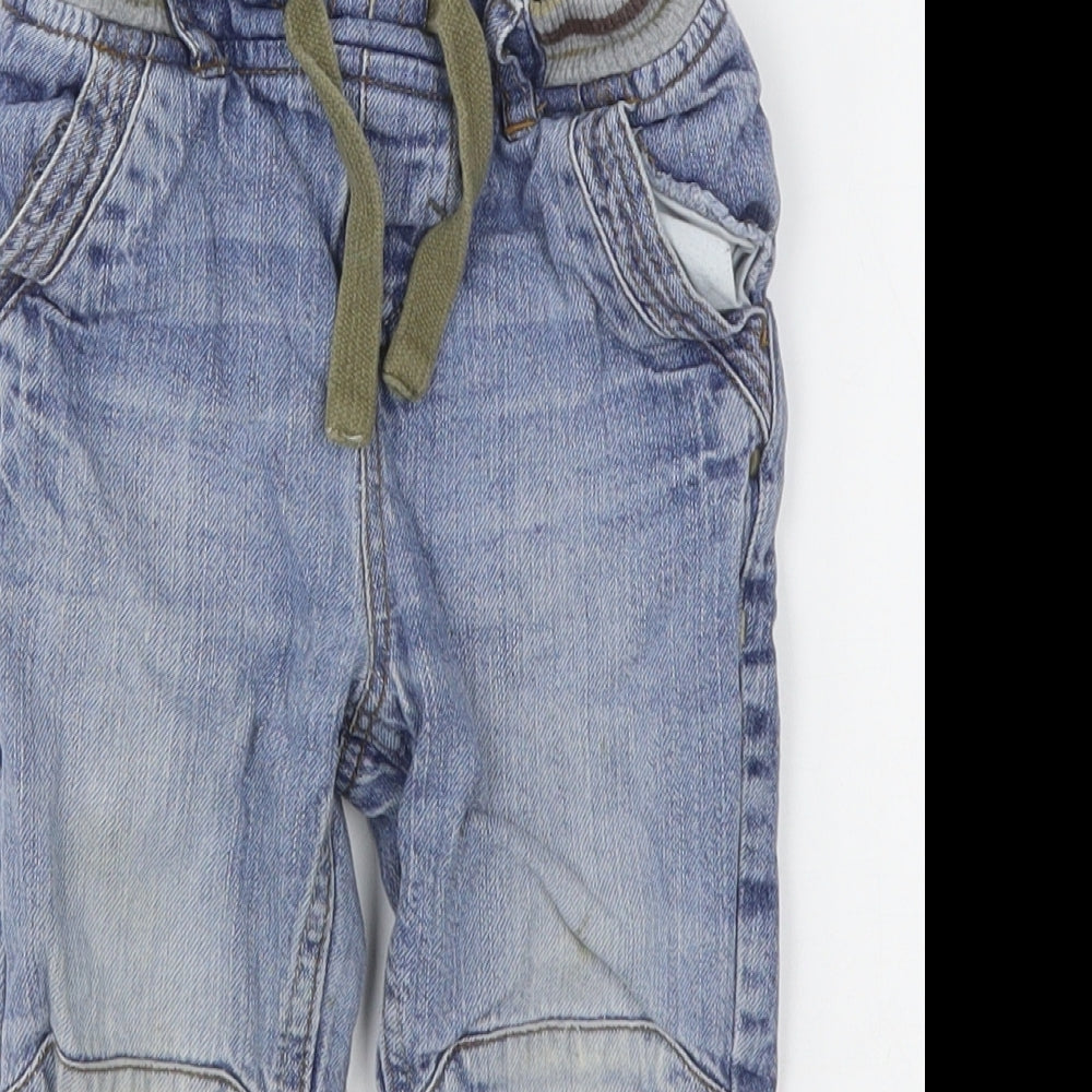 Mothercare Boys Blue  Cotton Capri Jeans Size 12-18 Months  Drawstring