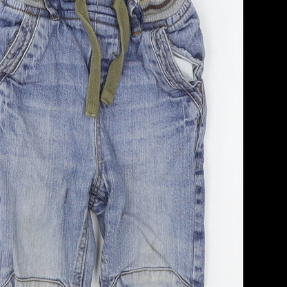 Mothercare Boys Blue  Cotton Capri Jeans Size 12-18 Months  Drawstring